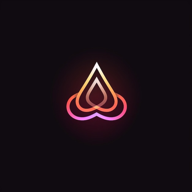 un primer plano de un logotipo de triángulo de neón en un fondo negro generativo ai