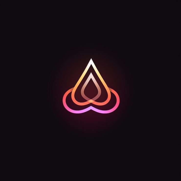 Foto un primer plano de un logotipo de triángulo de neón en un fondo negro generativo ai