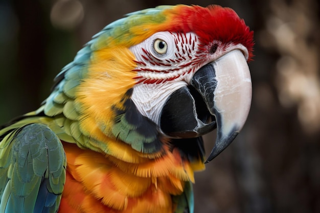 Primer plano de loro guacamayo generado por IA