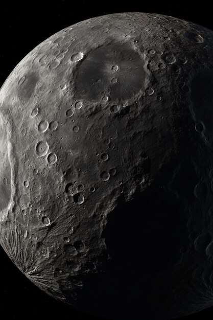 un primer plano de una luna con un ai generativo de fondo negro