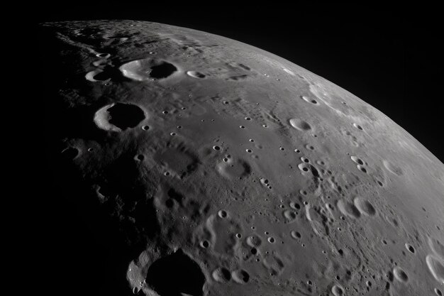 Foto primer plano de la luna con cráteres y otras características visibles creadas con ai generativo