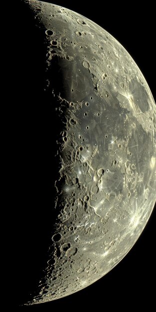 Un primer plano de la luna con un fondo oscuro