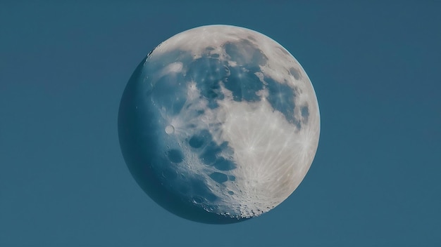 Un primer plano de una luna en su fase completa con cráteres detallados visibles