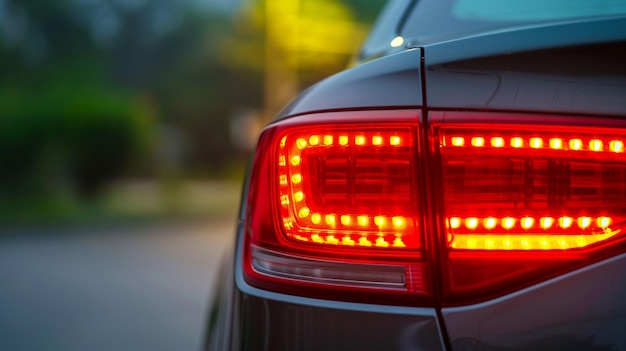 Foto un primer plano de la luz trasera de un coche