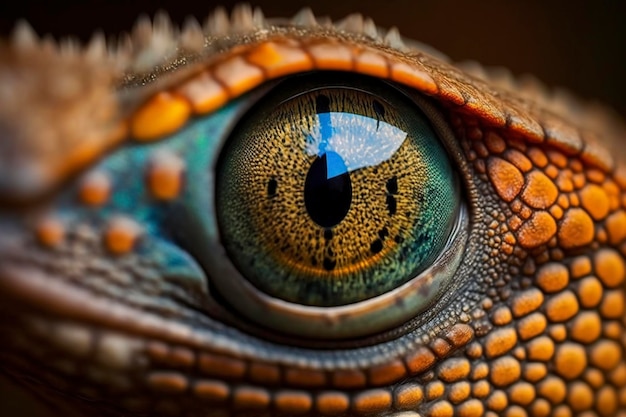 Primer plano macro de ojos y pupilas de lagarto Imagen generada por tecnología AI