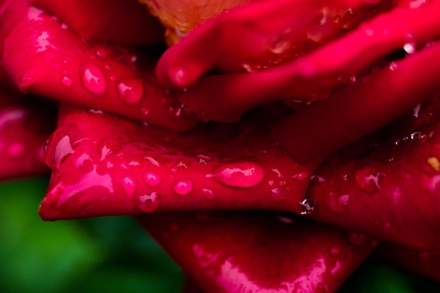 Un primer plano macro de una rosa roja en el jardín como concepto de naturaleza