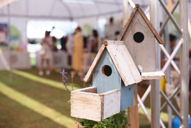 Primer plano de madera birdhouse