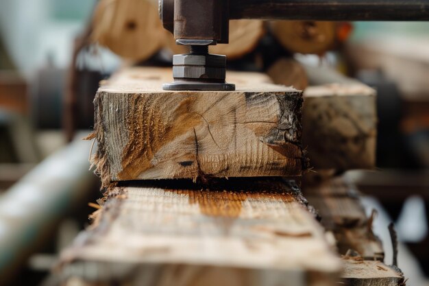 Foto primer plano de la madera que se marca con un sello de calidad