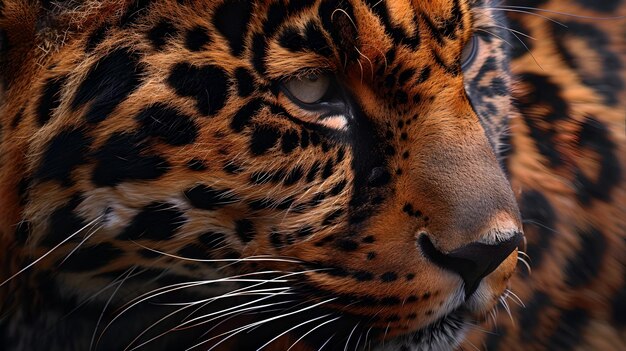 Primer plano de un majestuoso jaguar con una mirada intensa perfecto para temas de vida silvestre retrato evocador y poderoso ideal para impresión y uso digital IA