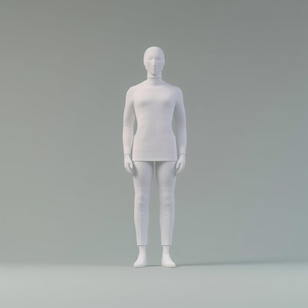 Foto un primer plano de un maniquí de pie en una superficie gris generativa ai