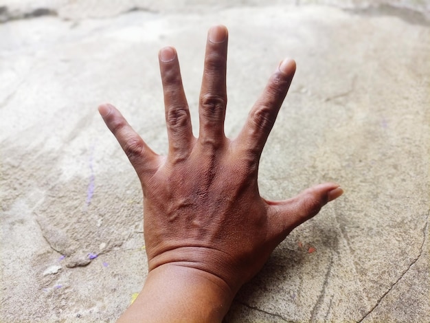 Foto primer plano de la mano humana