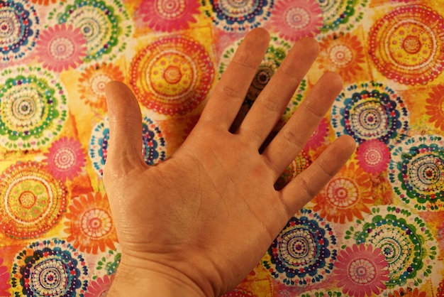 Foto primer plano de la mano humana