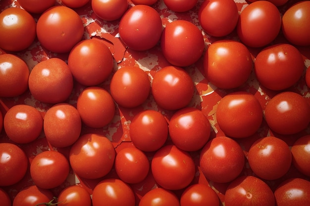 Un primer plano de un manojo de tomates frescos de color rojo
