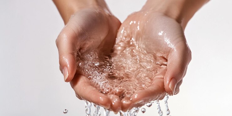 un primer plano de las manos de una persona sosteniendo una gota de agua