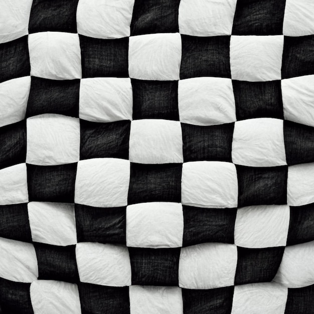 un primer plano de una manta a cuadros en blanco y negro con un fondo blanco y negro ai generativo