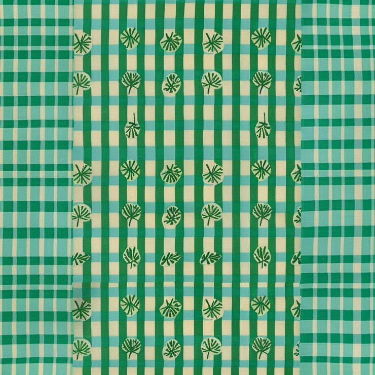 un primer plano de un mantel a cuadros verde y blanco ai generativo