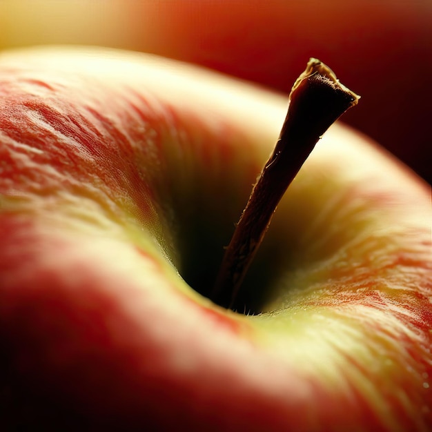 Foto un primer plano de una manzana con un tallo en el medio ia generativa