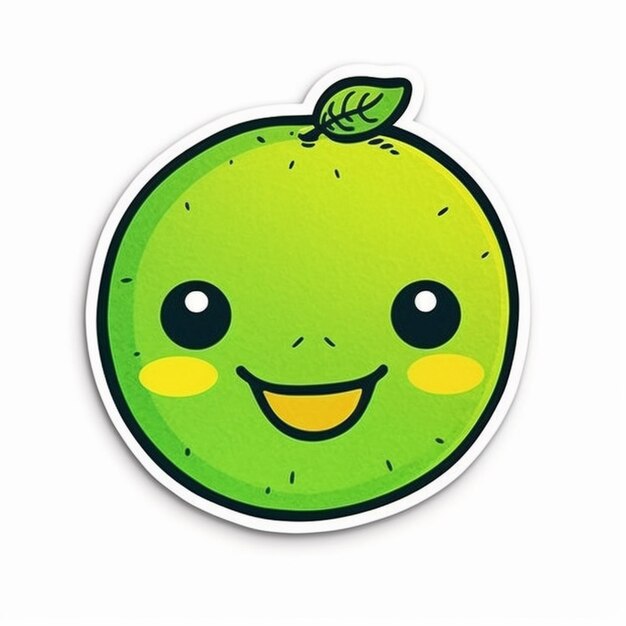 un primer plano de una manzana verde con una cara sonriente