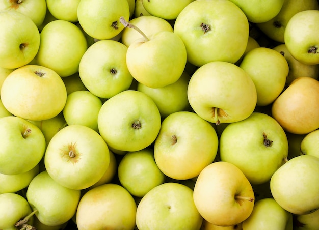 Primer plano de manzanas, fondo de manzanas. La vista desde arriba