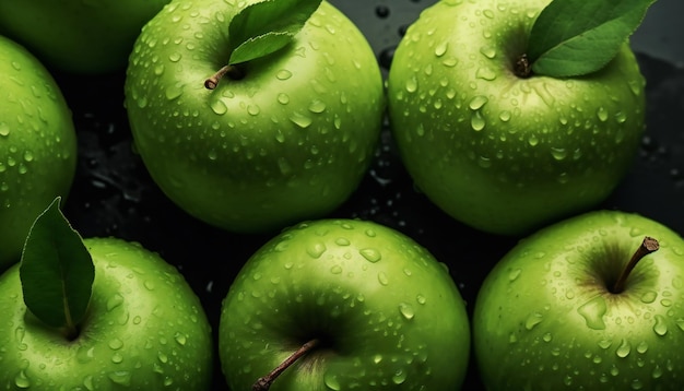 Primer plano de manzanas verdes recién lavadas