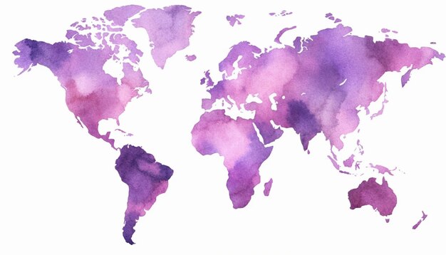 un primer plano de un mapa del mundo con pintura de acuarela ai generativa