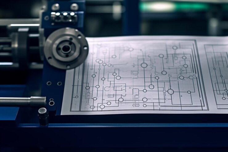 Foto un primer plano de una máquina que está trabajando en un blueprint generativo ai