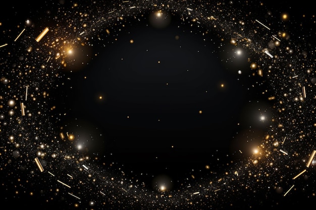 un primer plano de un marco circular con destellos dorados y estrellas generativas ai