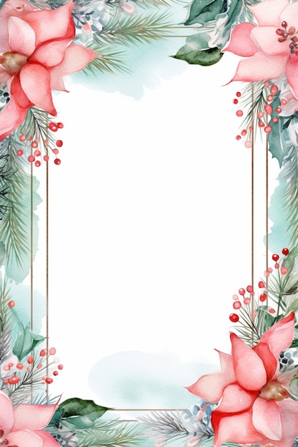 un primer plano de un marco floral con un fondo blanco generativo ai