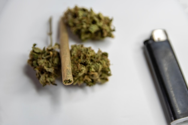 Un primer plano de la marihuana