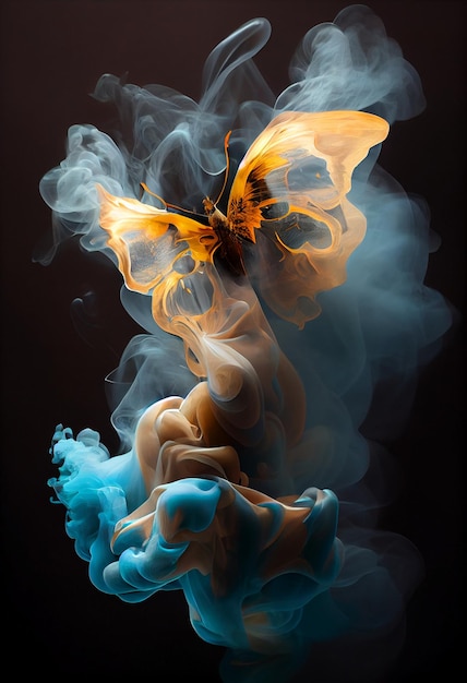 Un primer plano de la mariposa en el ai generativo del cigarrillo de humo