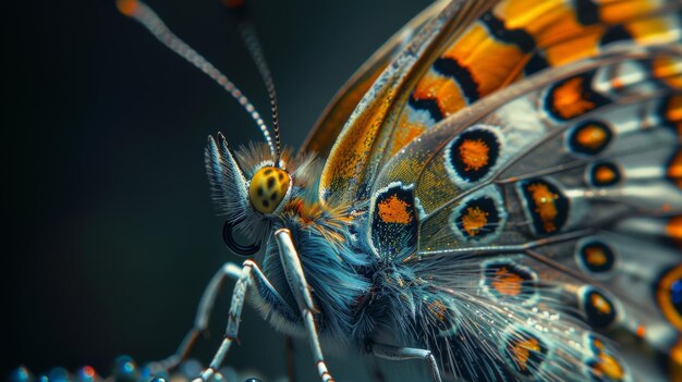 Un primer plano de una mariposa de colores con un patrón detallado de las alas