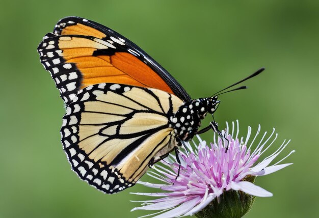 Un primer plano de una mariposa en una flor