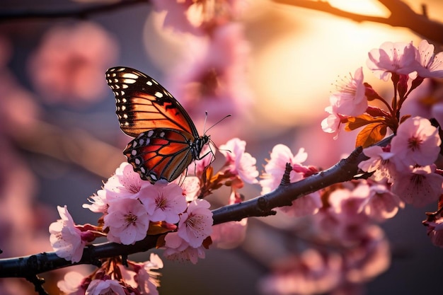 Primer plano de mariposa en las flores