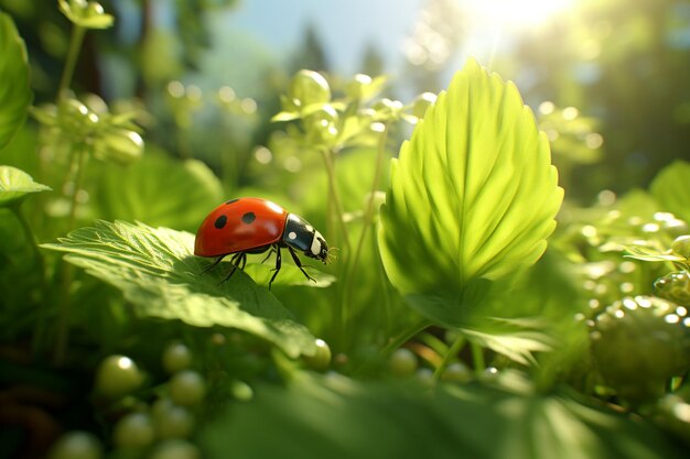 Un primer plano de una mariposa en una hoja añadiendo un toque de 00055 01