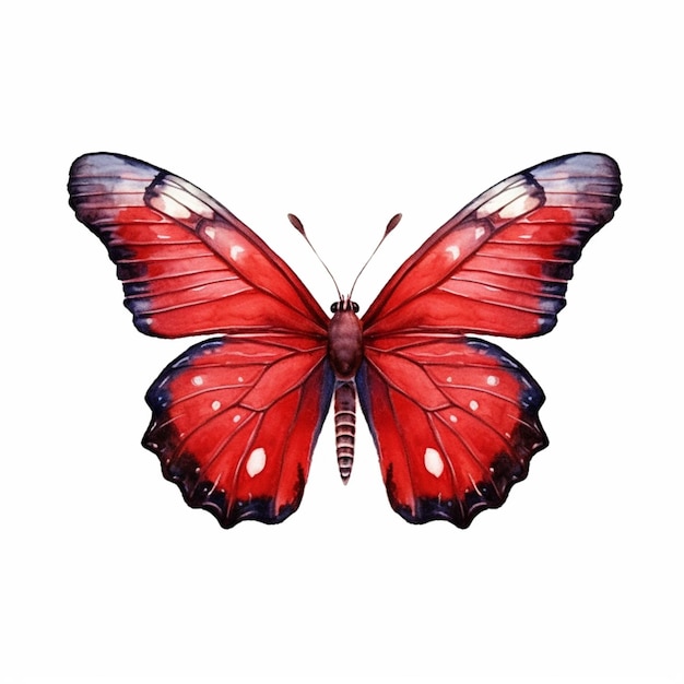 Un primer plano de una mariposa roja con manchas blancas en sus alas ai generativo