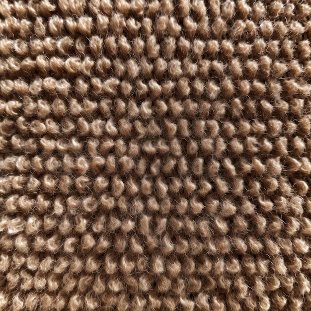 Primer plano marrón de fondo de textura de alfombra monocromática desde arriba Textura de alfombra de tejido apretado en blanco