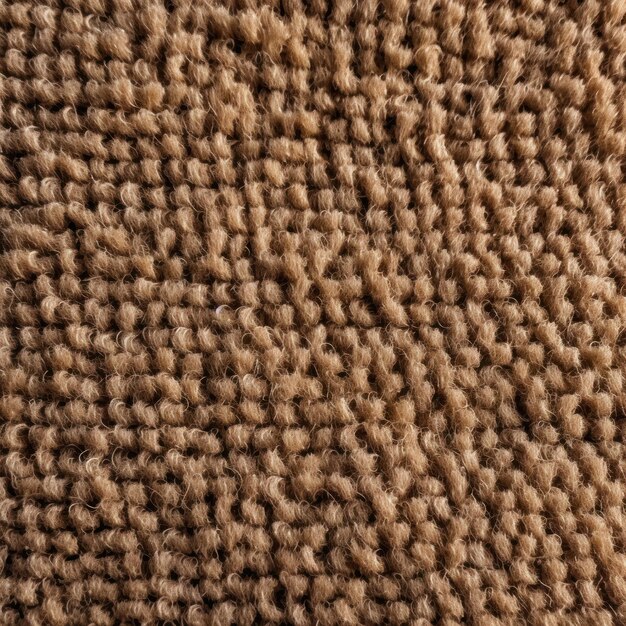 Primer plano marrón de fondo de textura de alfombra monocromática desde arriba Textura de alfombra de tejido apretado en blanco