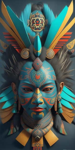 Primer plano de la máscara tradicional de la Amazonía peruana en Perú