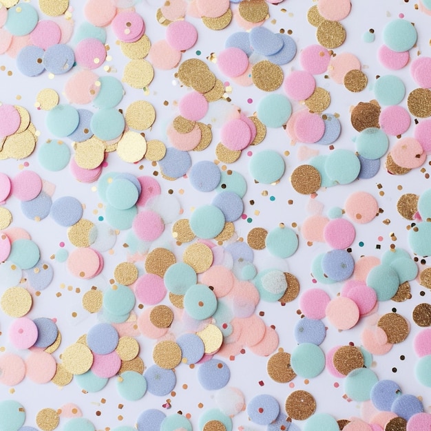 Foto un primer plano de una mesa con confeti y puntos de confeti