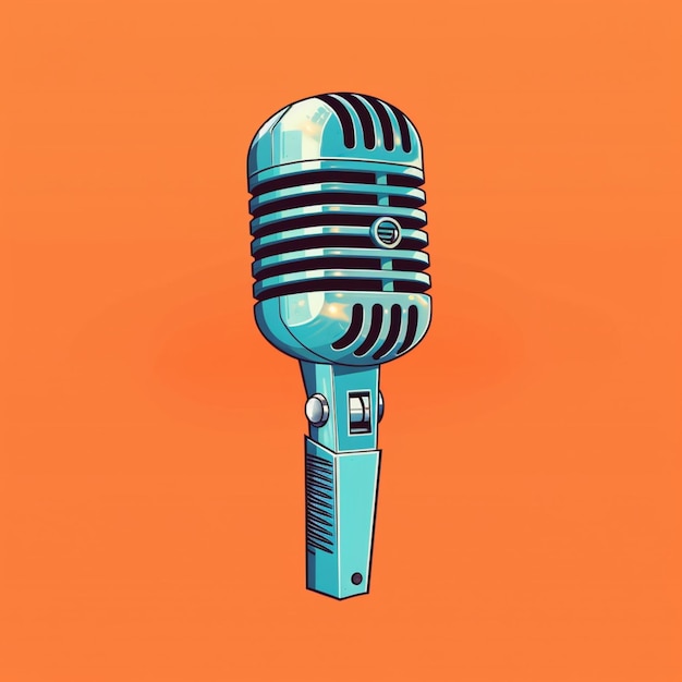 Foto un primer plano de un micrófono en un fondo naranja generativo ai