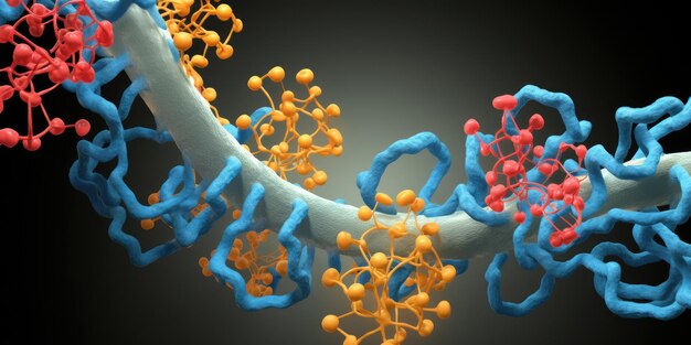 un primer plano de un modelo de ADN