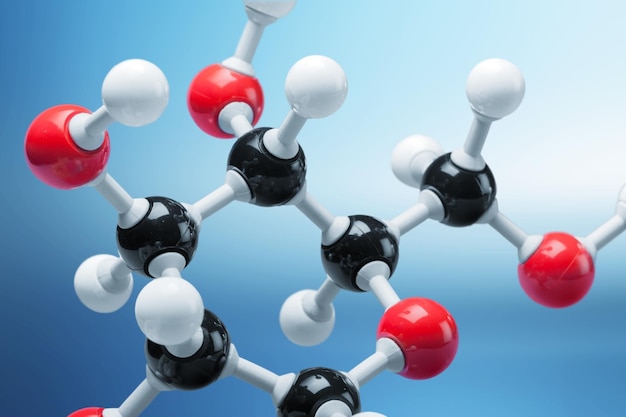 Foto primer plano del modelo de estructura molecular