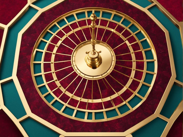 Primer plano de la moderna rueda de ruleta de lujo azul azul y dorado en el espacio vacío hexagonal de panal B