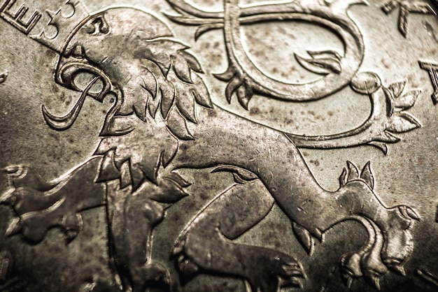 Foto primer plano de moneda checa koruna