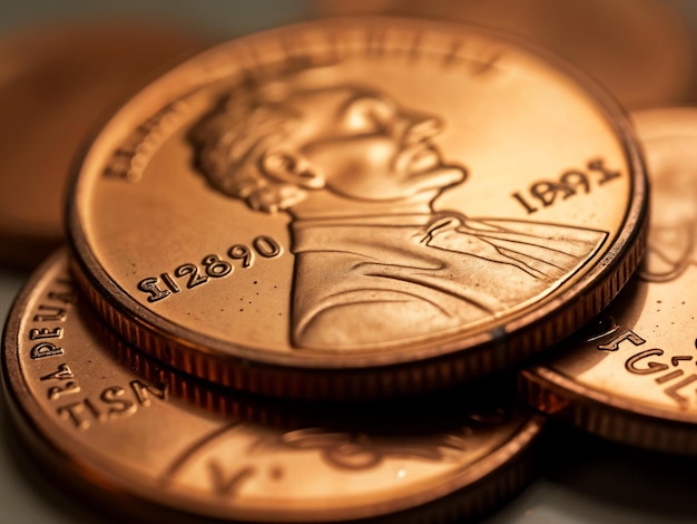 Un primer plano de una moneda de cobre brillante con detalles finos
