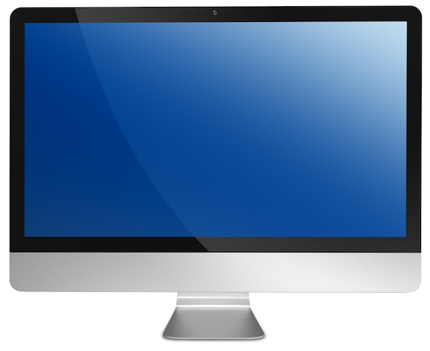 Primer plano del monitor de la computadora contra un fondo blanco