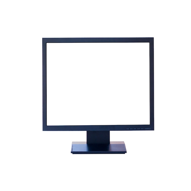 Foto primer plano del monitor de la computadora sobre un fondo blanco
