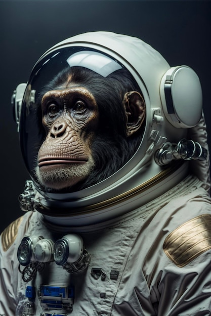 Primer plano de un mono en un traje espacial