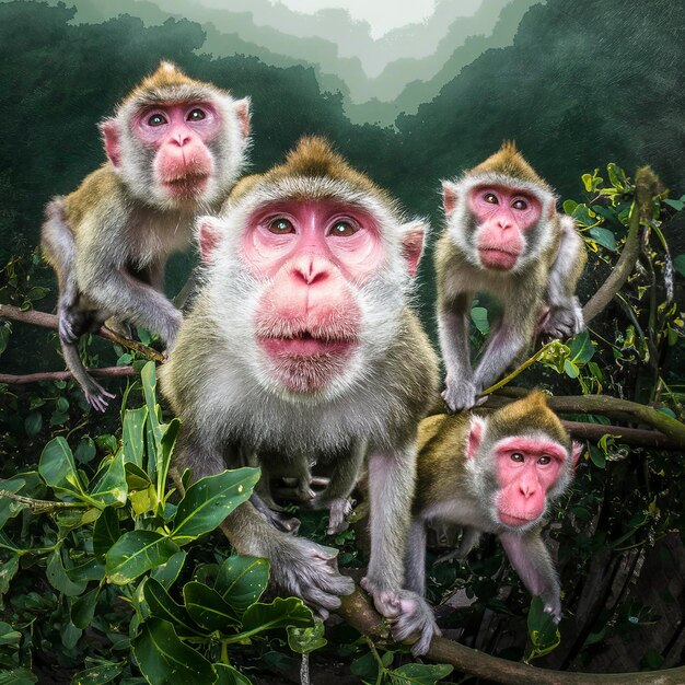 Foto un primer plano de los monos de montaña chinos