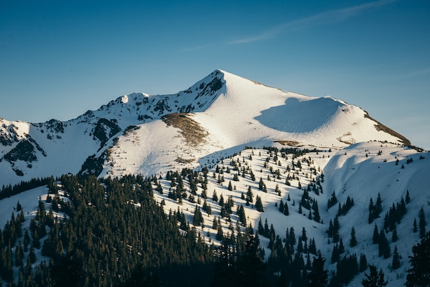 Un primer plano de una montaña cubierta de nieve.